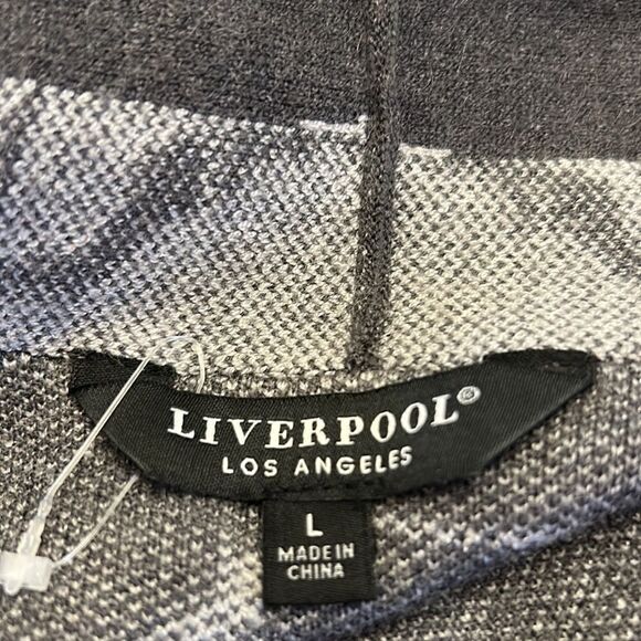 Liverpool light dark gray long open patterned cardigan Size L NWOT - Picture 6 of 8